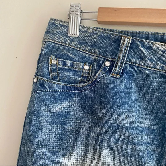 Denim Low Rise Micro Mini Skirt - Picture 3 of 9